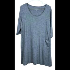 J.Jill Pure Jill PJ Easy Knit Seamed Dress Gray 3/4 Sleeve Size Medium Petite‎